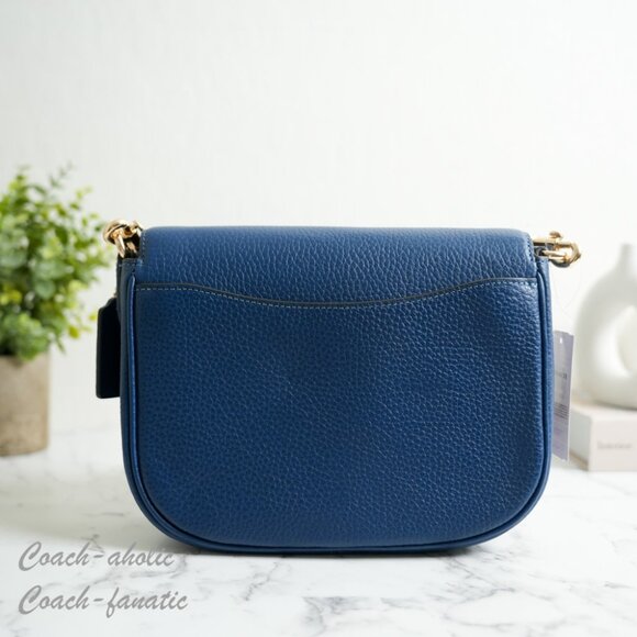 NWT Coach CP107 Amelia Saddle Bag Shoulder Bag Crossbody in Gold/Deep Blue - Picture 5 of 11